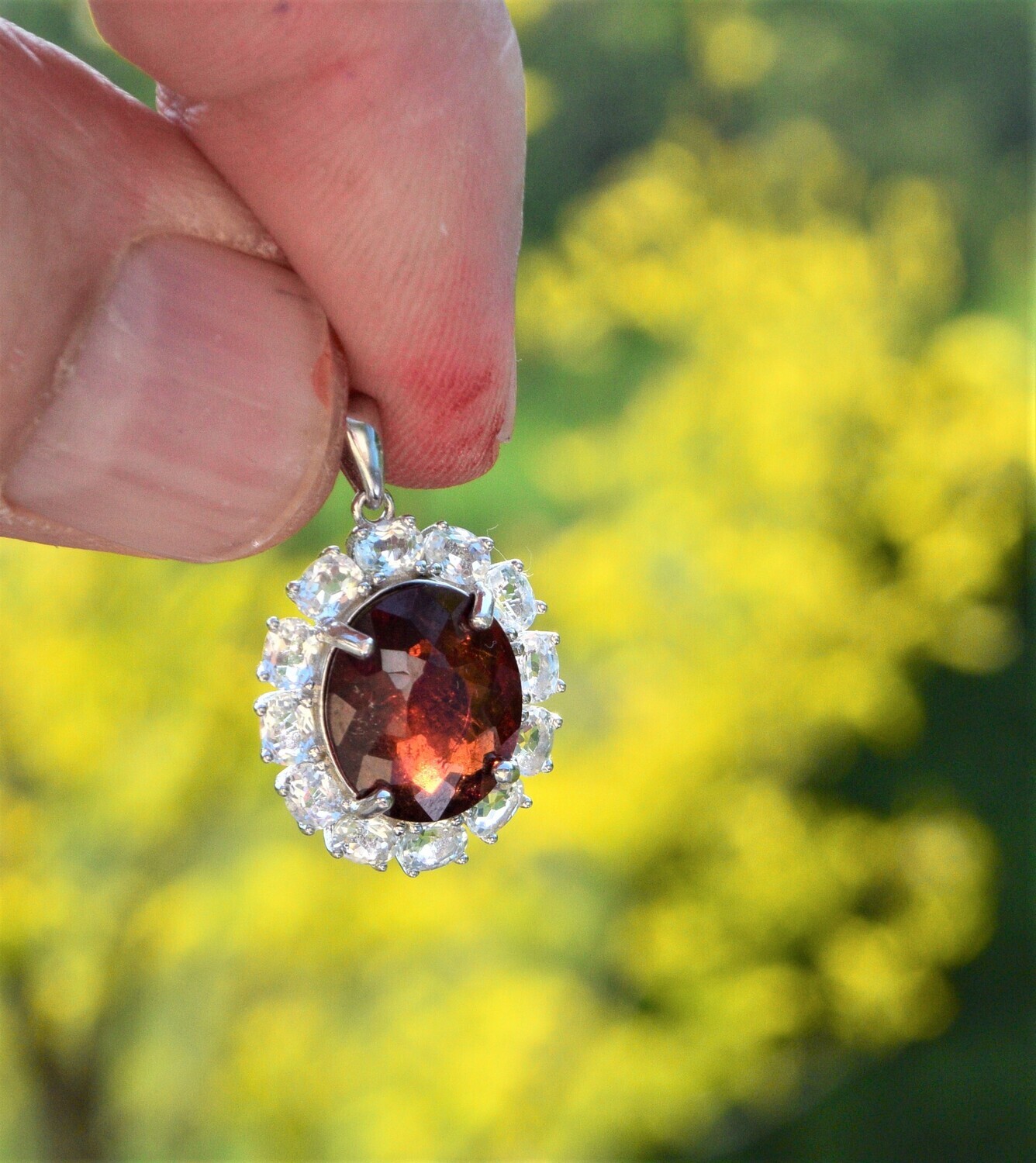Garnet Pendant. 8.7cwt. Natural Earth Mined Spessartite Garnet. 13.2x11.7x6mm. January Birthday. See Video