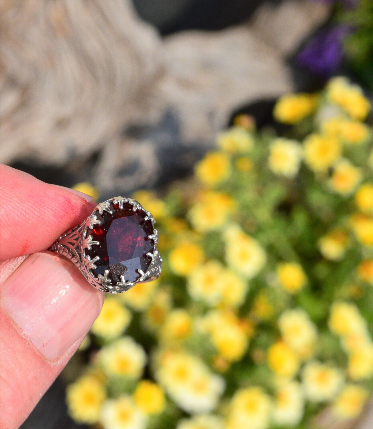 Size 7 Ring. Garnet Ring . Spessartite Garnet. 12.1cwt. Natural Earth Mined 16x12.2x7mm. January Birthday. See Video