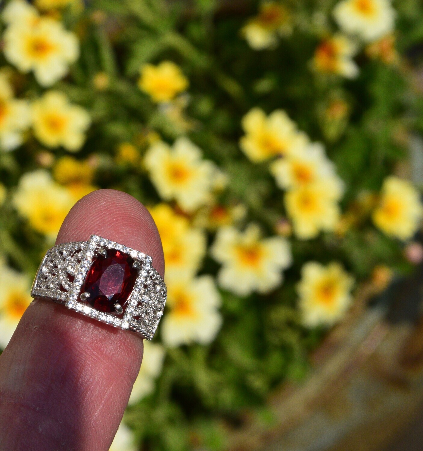 Size 6 Ring. Garnet Ring . Rhodolite Garnet. A 2cwt. Natural Earth Mined 9x6.7x3.4mm. January Birthday. See Video