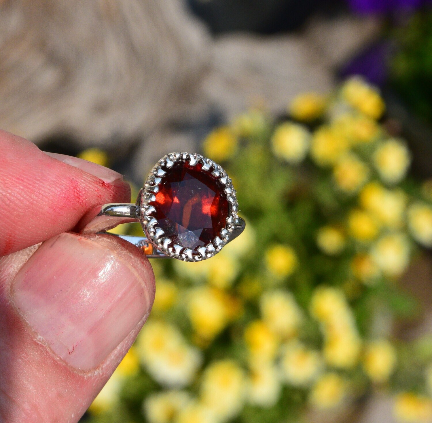 Size 7 Ring. Garnet Ring .Hessonite Garnet. 9.6 cwt. Natural Earth Mined 13.5x11..2x7.6mm. January Birthday. See Video