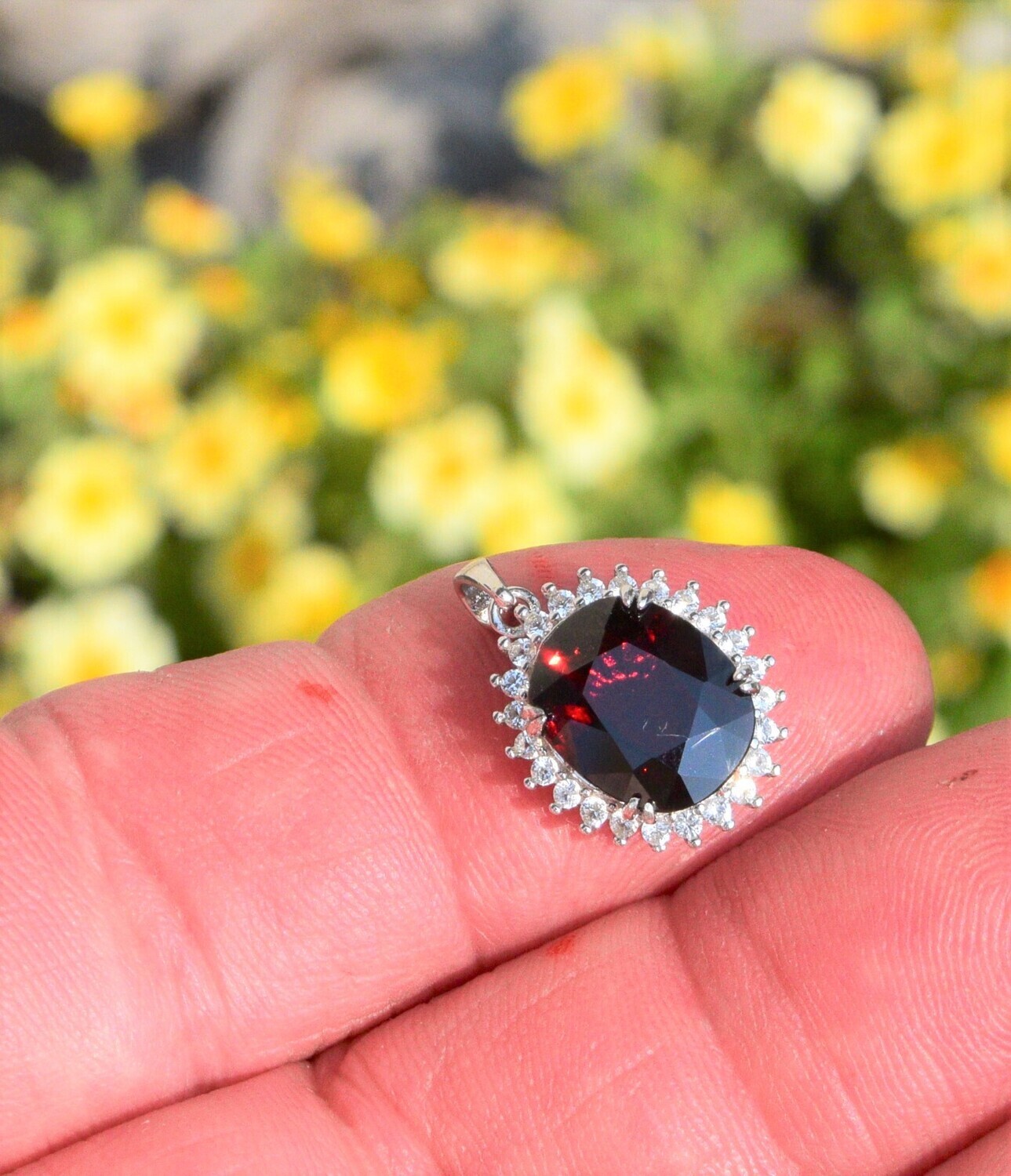Garnet Pendant. 5.9cwt. Natural Earth Mined Spessartite Garnet. 12x9.8x5.2mm. January Birthday