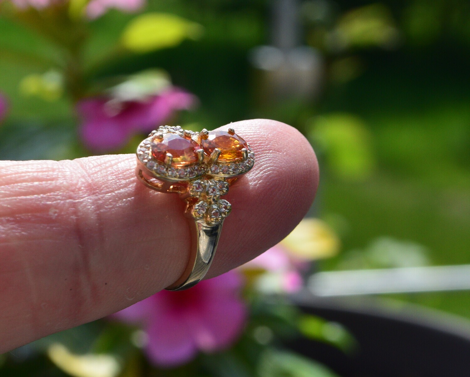 Sapphire Ring. Size 7.  1.6cwt (2) Sapphires in Solid  Yellow Gold Setting with 40 melee Sapphires . September Birth.