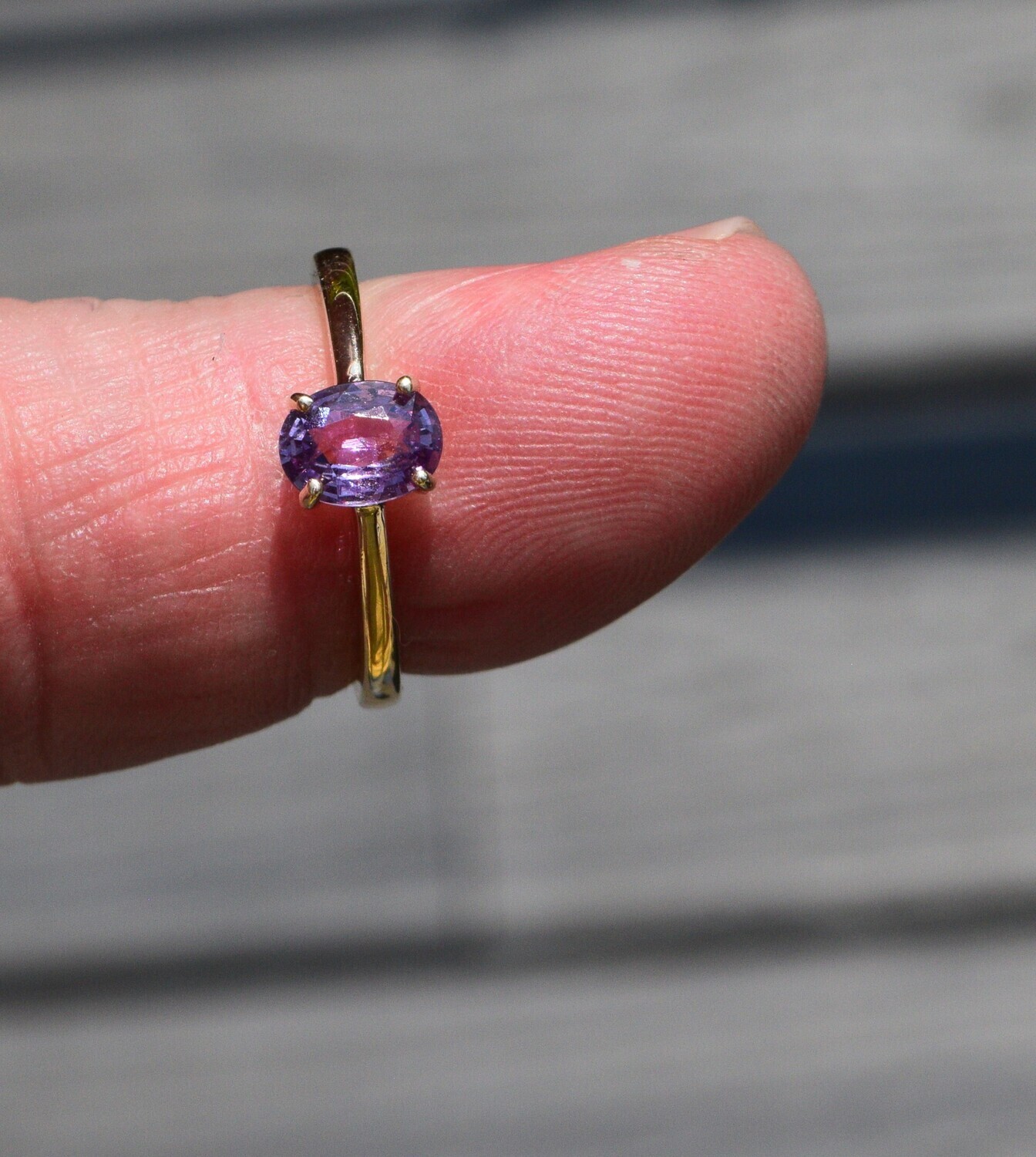 1 cwt Unheated Purple Sapphire. Solid Gold Setting . Size 7. September Birthstone. See Video