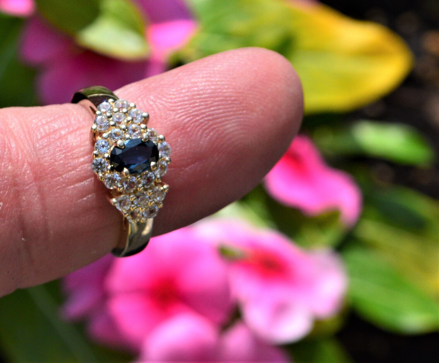 Approx. .7 cwt  Blue  Sapphire.  Solid Gold Setting  Size 7. September Birthstone. See Video