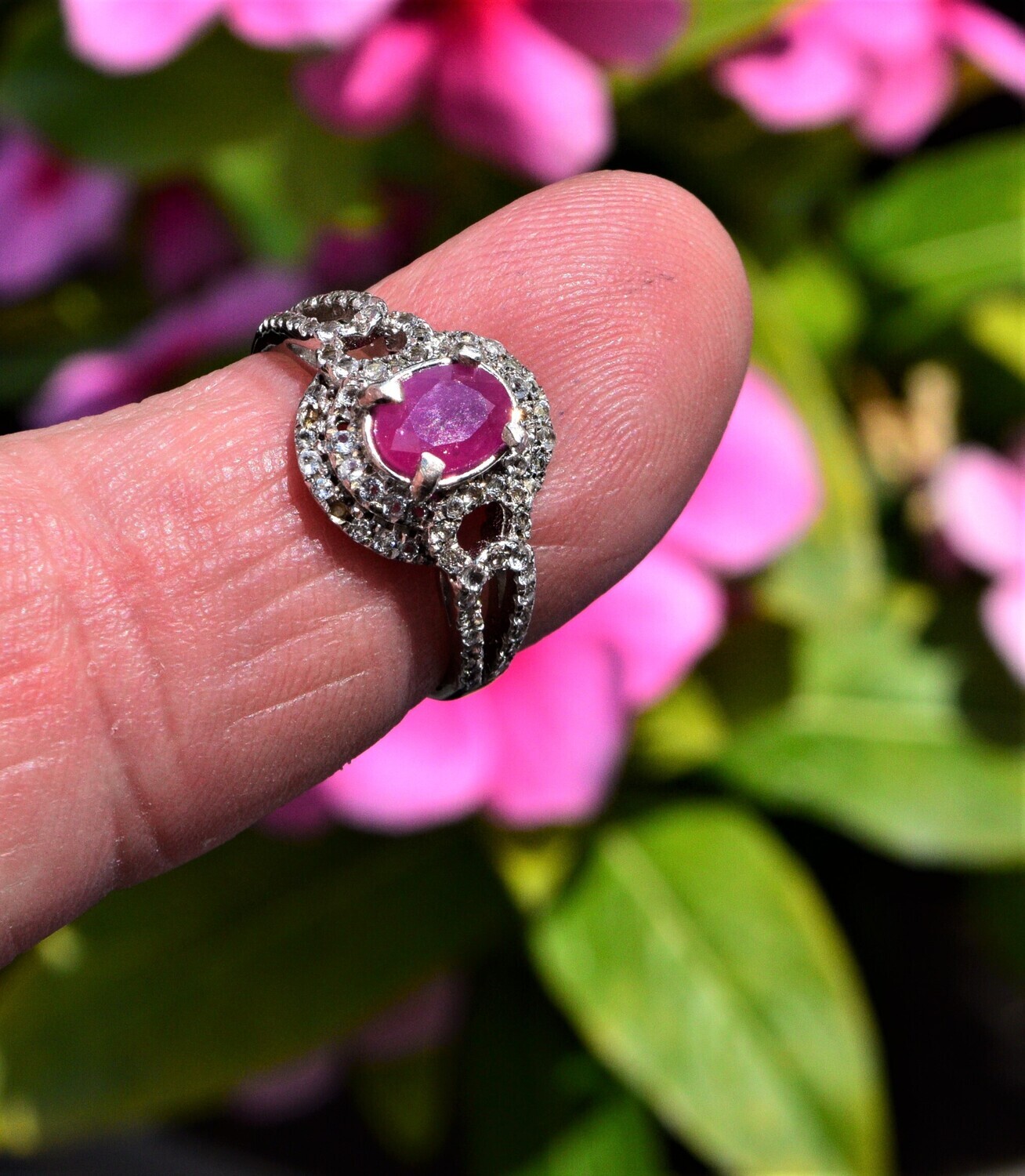 Size 7 Ruby Ring. 1.1 cwt. Natural Earth Mined . July Birthday. 6.8x5x3.2mm. See Video.