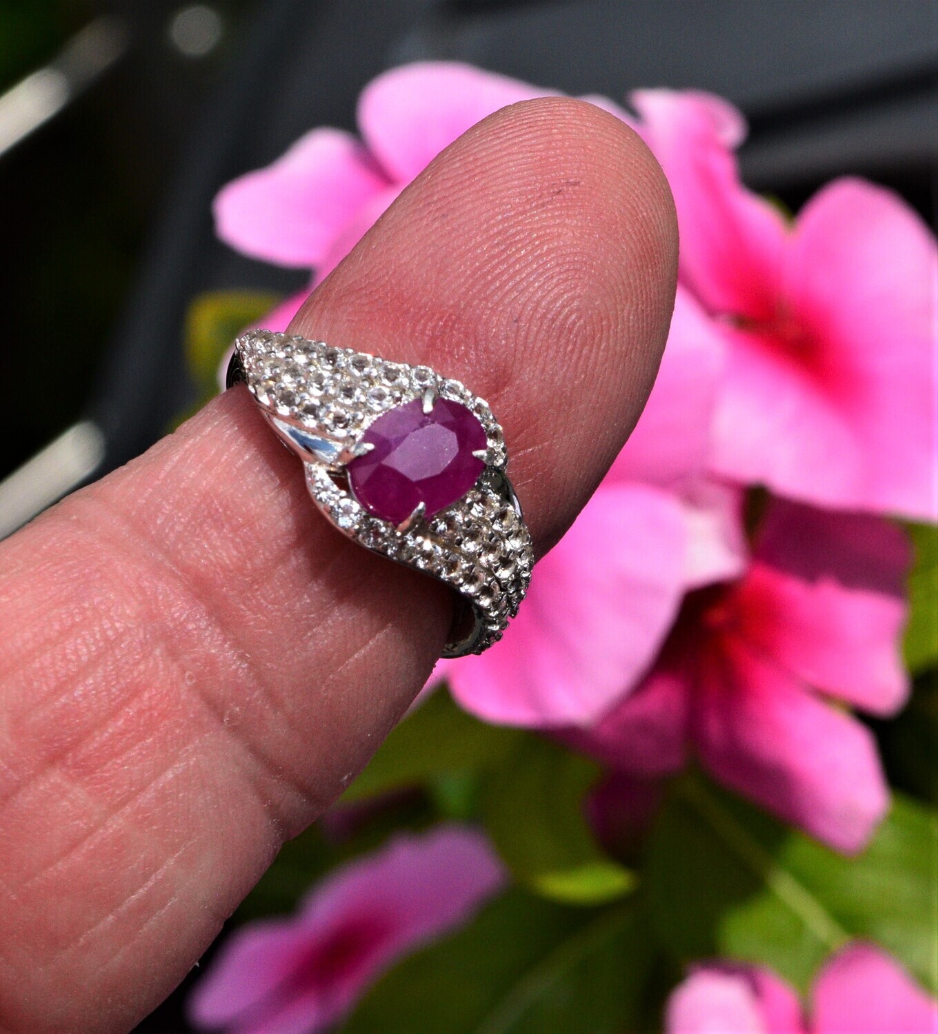Ruby Ring Size 7.  1.55cwt. Natural Earth Mined . July Birthday. 7.6x5.8x3.9mm. See Video
