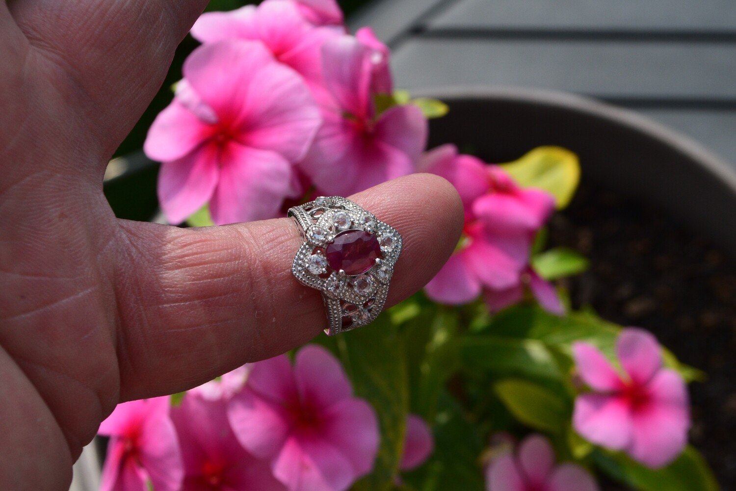 Ruby Ring Size 7.  2.1ct. Natural Earth Mined . July Birthday. 8.6x5.7x3.9mm. See Video
