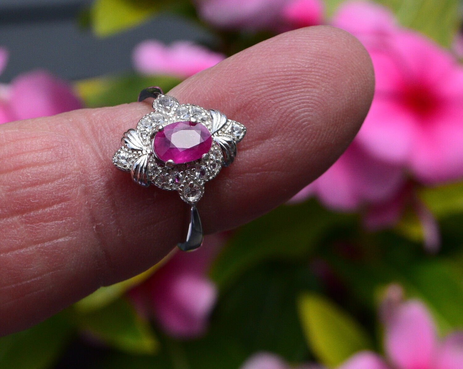 Ruby Ring Size 7. A  .9ct. Natural Earth Mined . July Birthday. 7x5x2.5mm