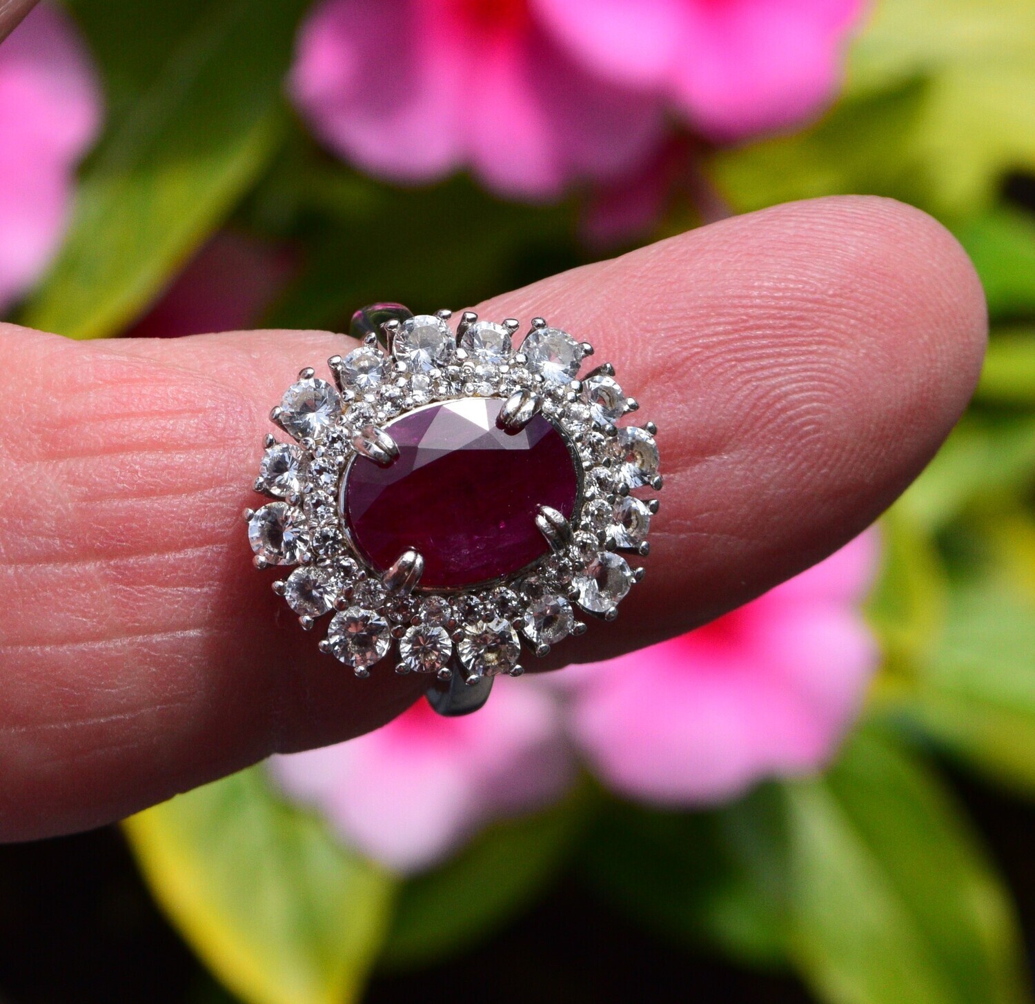 Ruby Ring Size 7.  A 3.5ct. Natural Earth Mined . July Birthday. 11x8.5x4mm. See Video