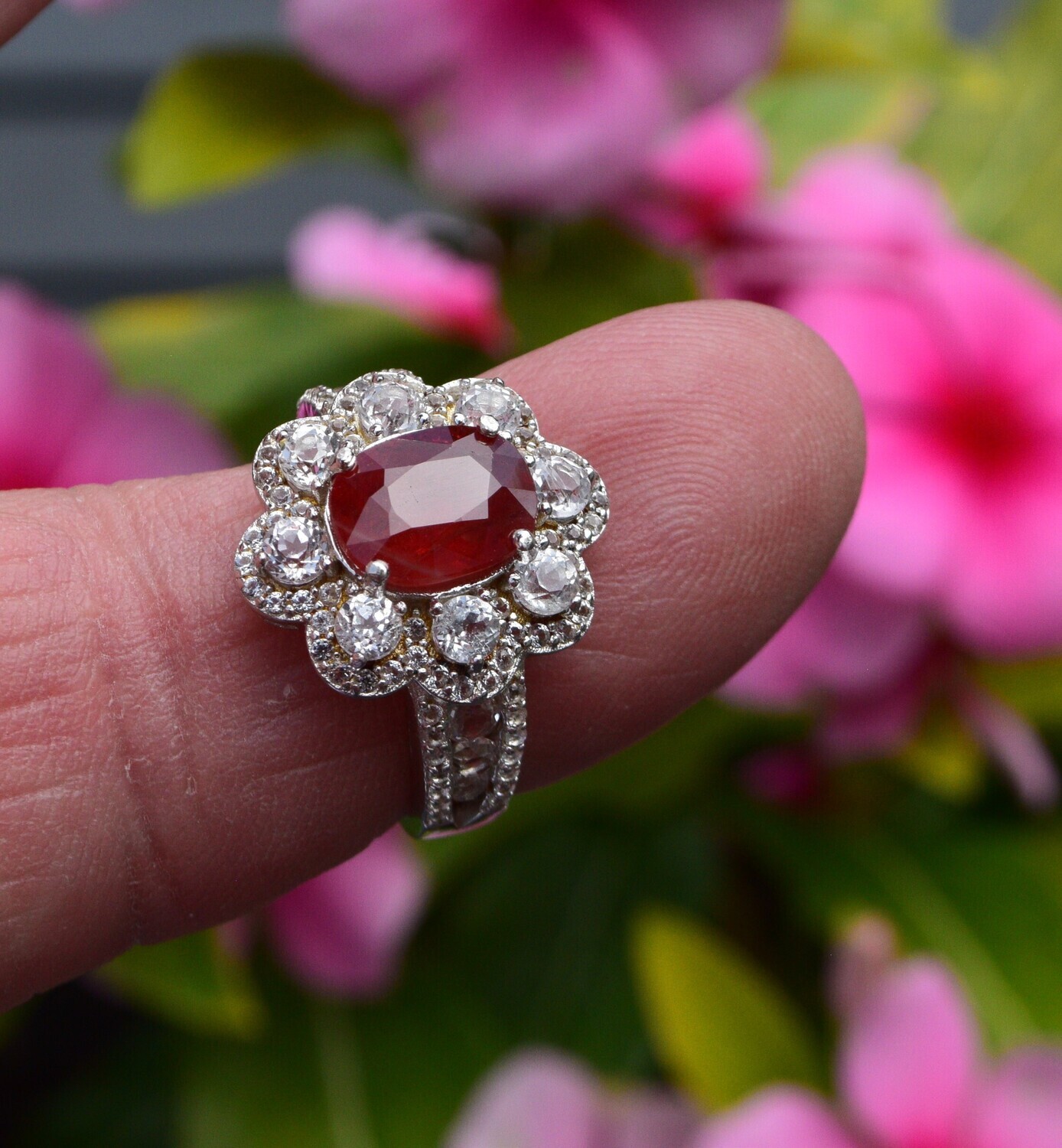 Ruby Ring Size 7.  2.95ct. Natural Earth Mined . July Birthday.9.3x7.2x4.1mm. See Video