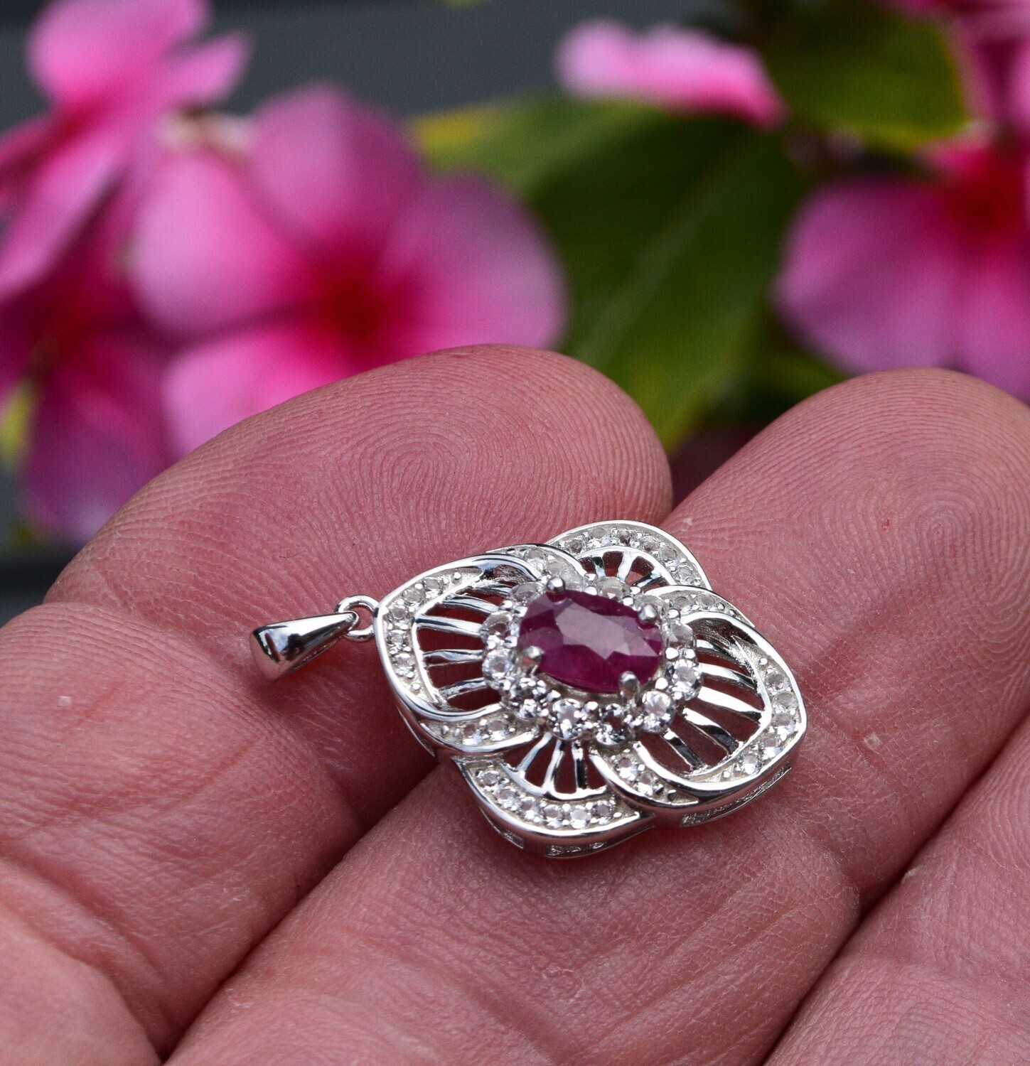 Ruby Pendant  1ct. Natural Earth Mined . July Birthday.7x5x2.9mm. See Video