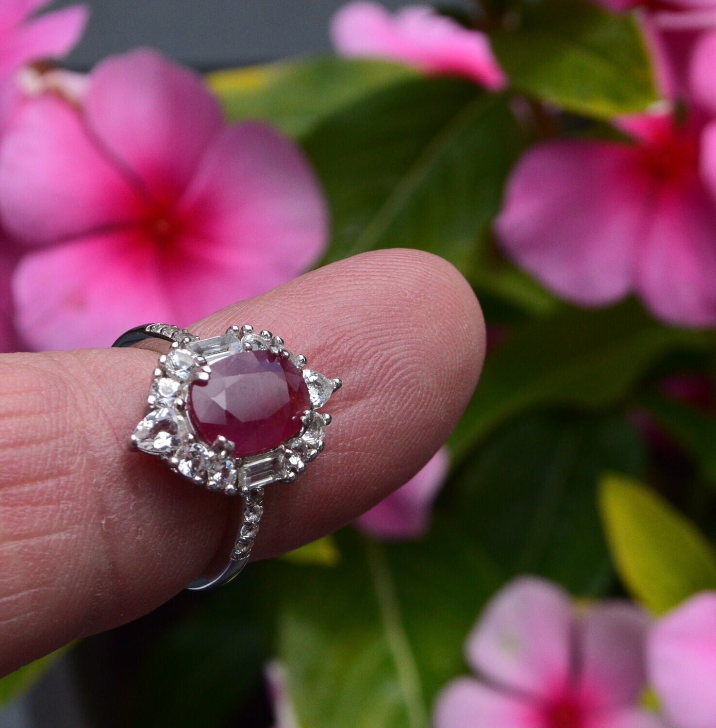 Ruby Ring Size 7.  2.4ct. Natural Earth Mined . July Birthday.10x7.4mm. See Video
