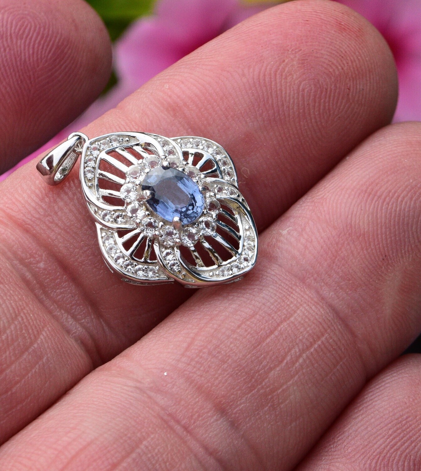 Genuine Earth Mined Sapphire Pendant .  1.2cwt. 7x5x3.4mm . September Birthday.