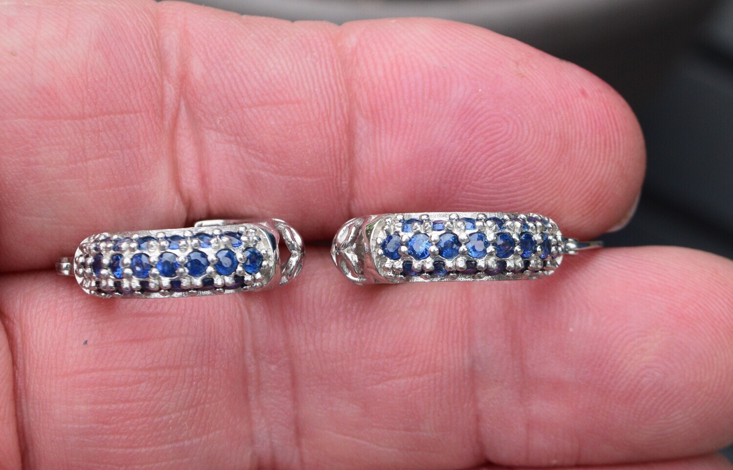 Genuine Earth Mined Sapphire Melee Earrings  .  Approx. 1.8mm melee . September Birthday.