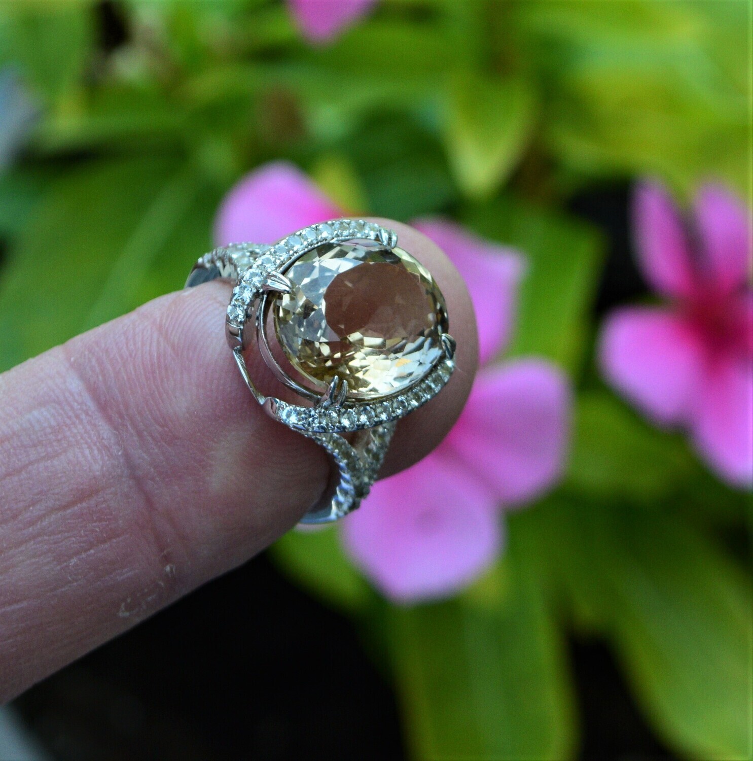 Topaz Ring, Size 7.  9.72 cwt. Topaz . 13.8x11.7x7.5. See Video