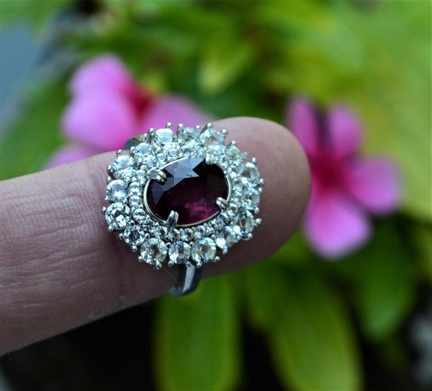Tourmaline Ring, Size 8.  3.25 cwt.  Rubellite Tourmaline. 11.3x8.8mm. October Birthday. See Video