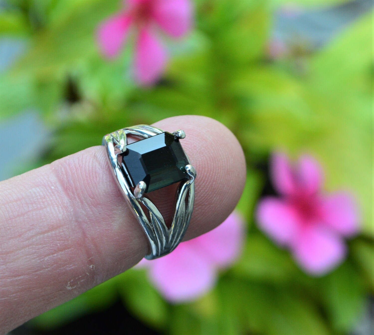 Tourmaline Ring, Size 7. A 3.7cwt. Bluish Green Tourmaline. 9.5x7.8mm. October Birthday. See Video