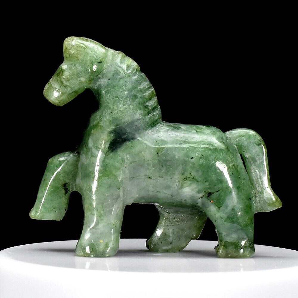 Myanmar ( Burma)  Jade .Hand Carved Miniature Sculpture of Horse. 164cwt. 49.3x41.5x15mm. See Video