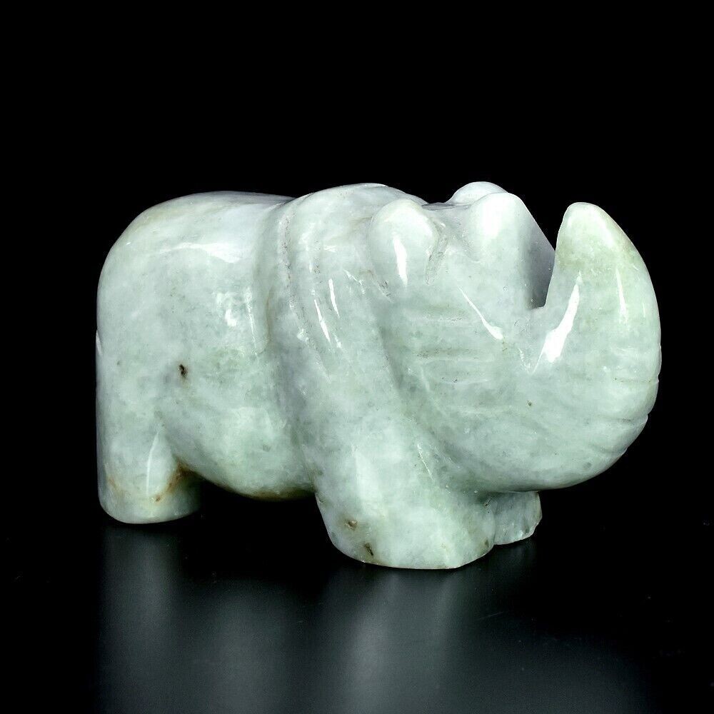 Myanmar ( Burma)  Jade .Hand Carved Miniature Sculpture of Rhino. 288cwt. 50x28.5x20mm. See Video
