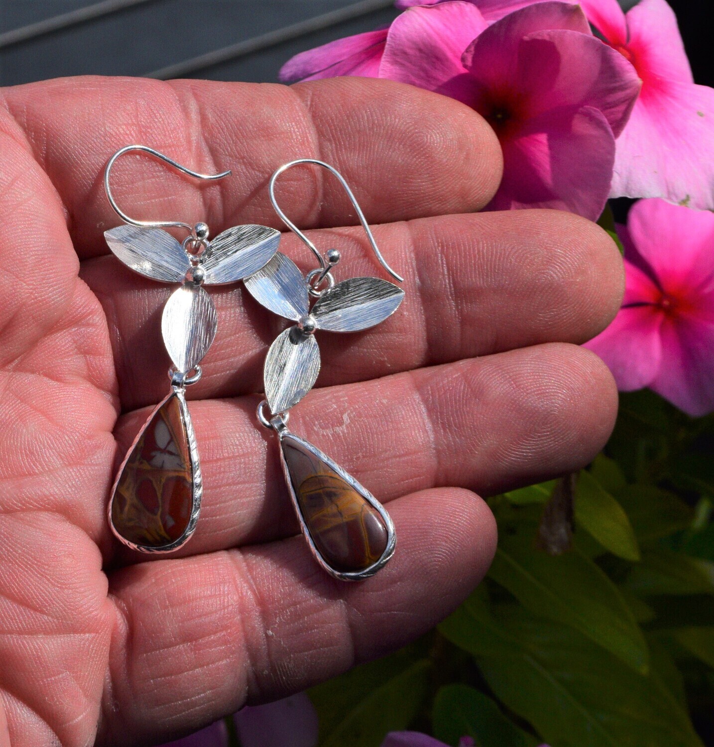 Jasper Earrings . Earrings Approx 5cm long. Stone  Approx 2x1cm
