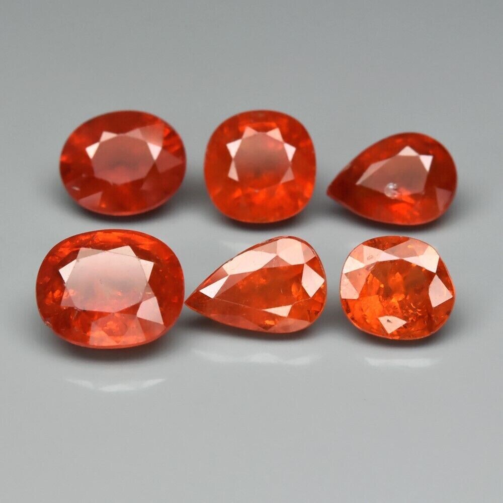 6 Spessartine Garnets.   Approx. 8.2cwt total. September Birthday.