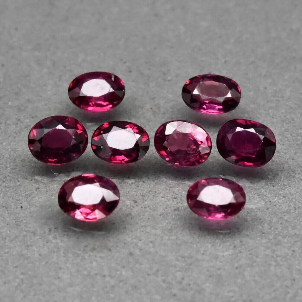 Approx. 1.7ct. 8pce. approx. 4x3mm  Unheated Rubies. July Birthday.  See video
