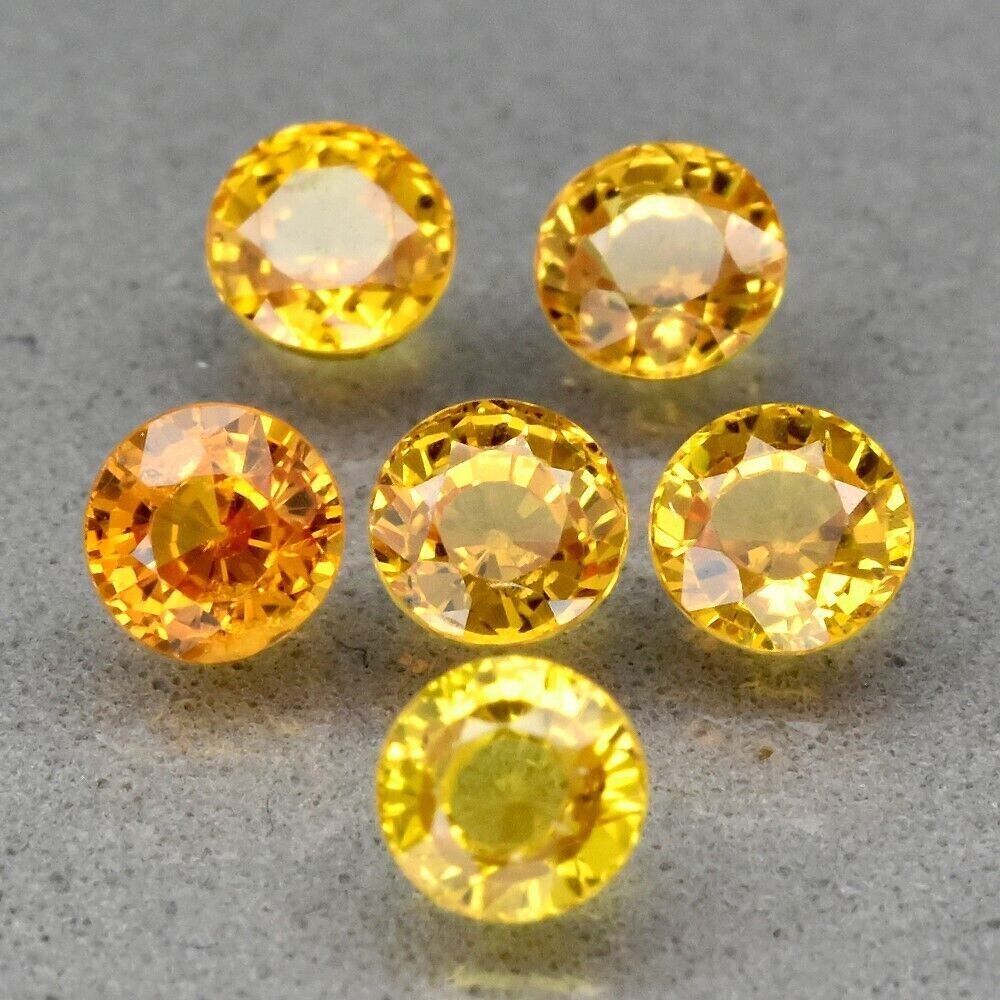 Approx. 2.1 ct.  6pce. Yellow Sapphire Round.  approx. 4x4mm September Birthday. See video