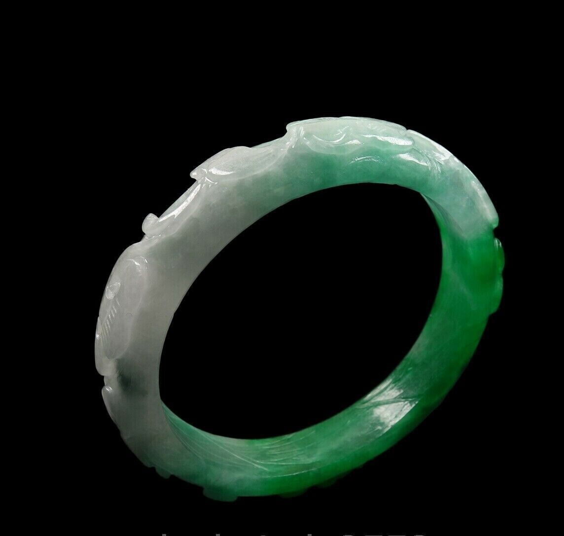 Beautiful Earth Mined Jade Bangle. Hand Carved. 66mm diameter, 14high 9mm  thick