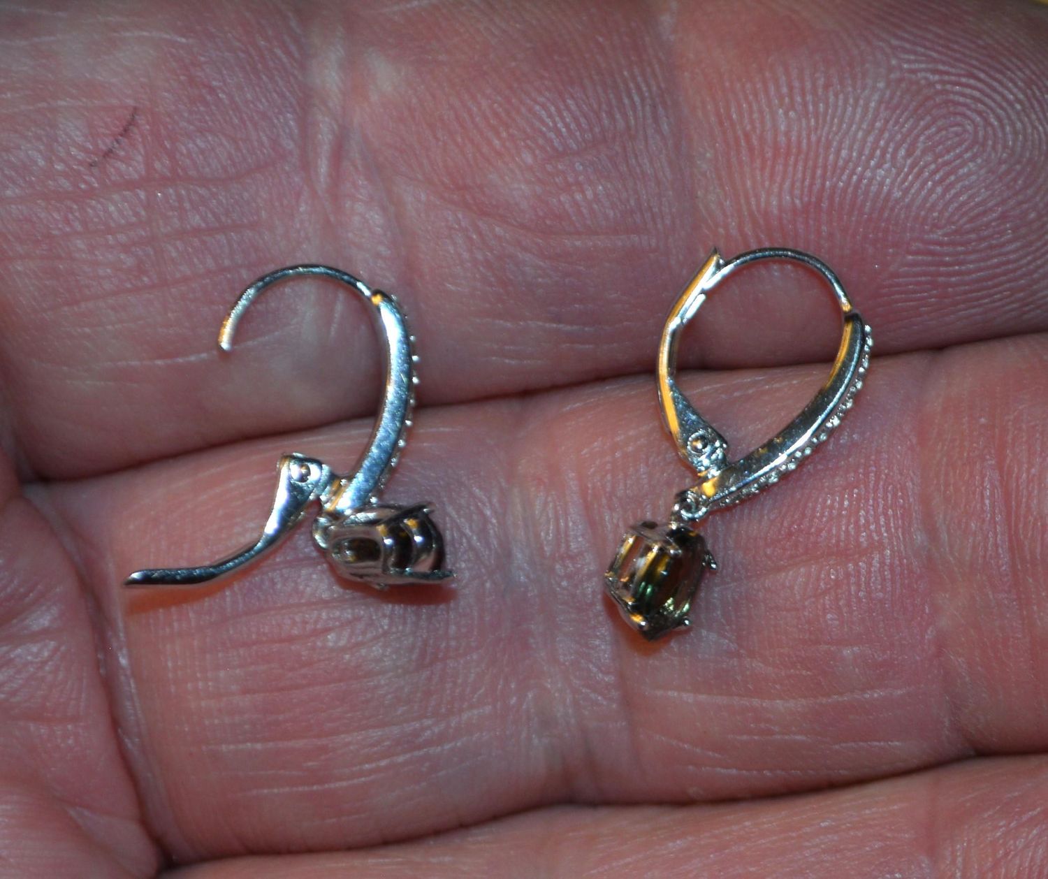 HOLD FOR ANH. Kornerupine  Earrings. Approx. 1cwt. Earth Mined.  Approx.  6x4 mm .