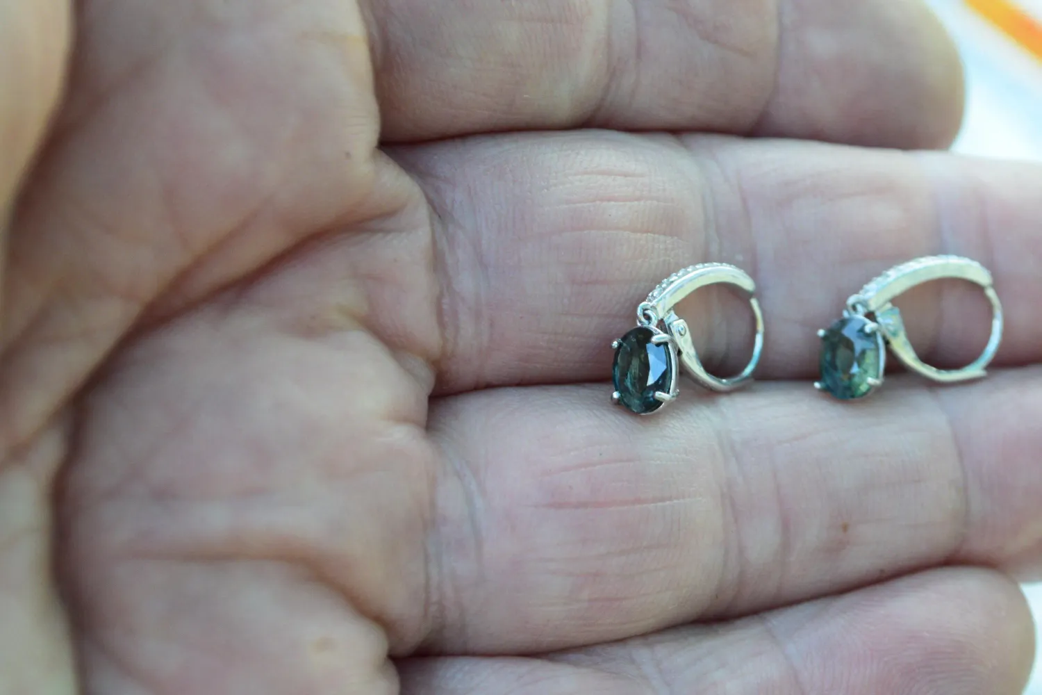 HOLD FOR ANH. Earrings, Green Sapphires, 2 cwt total. Natural Earth Mined . September Birthday.