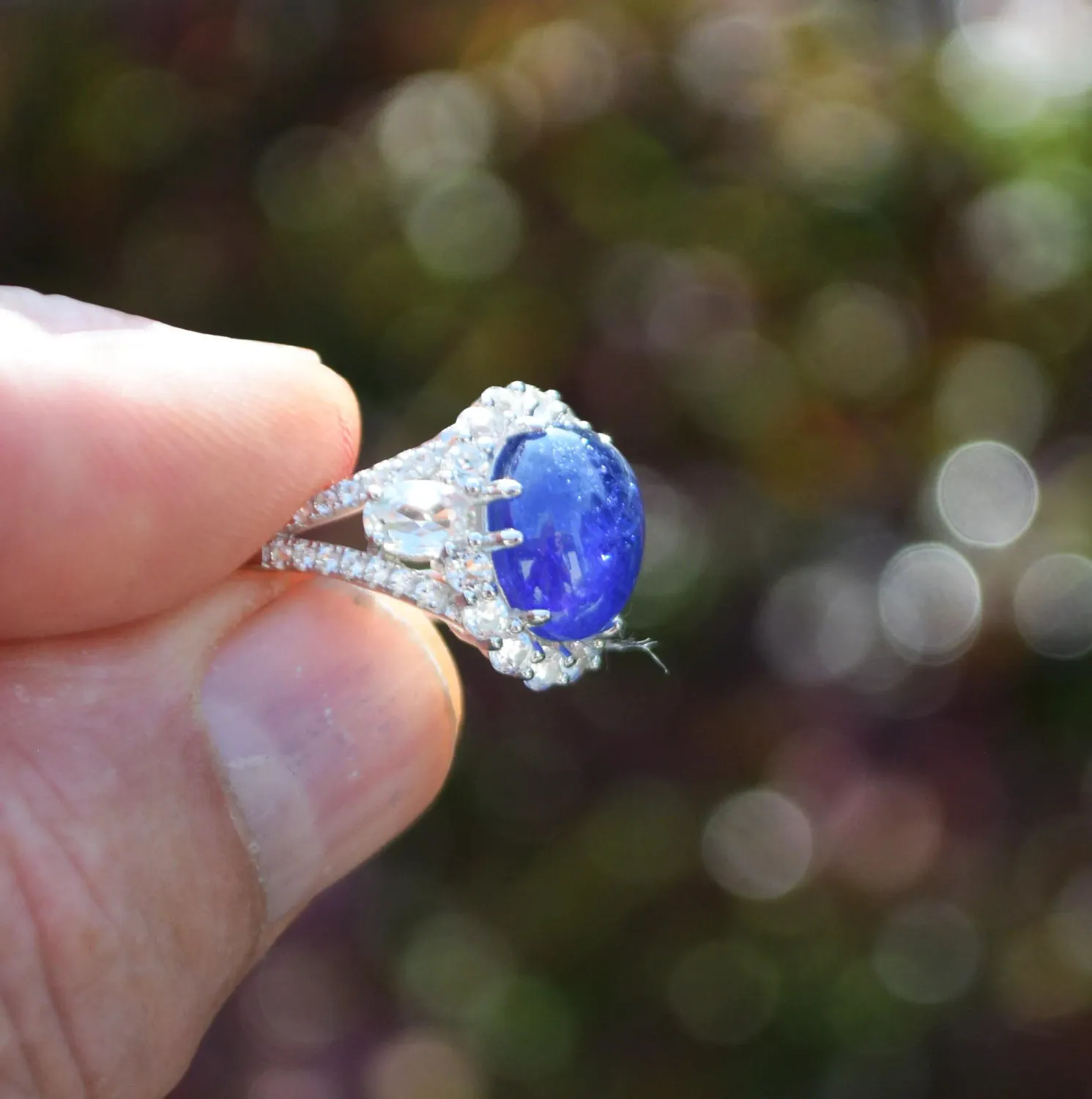 HOLD FOR Thomas. Tanzanite Ring, Size 7. A  6.2 cwt. Earth Mined. 12x10mm. Cabochon.  Master Valuer Appraised for 1,005 CA