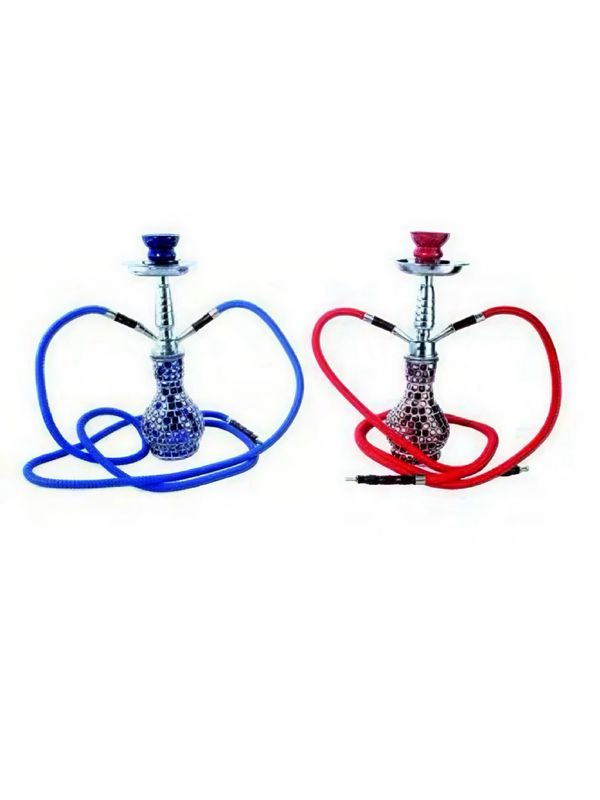NARGUILE 38CM DOUBLE TUBES CHAMP VERRE