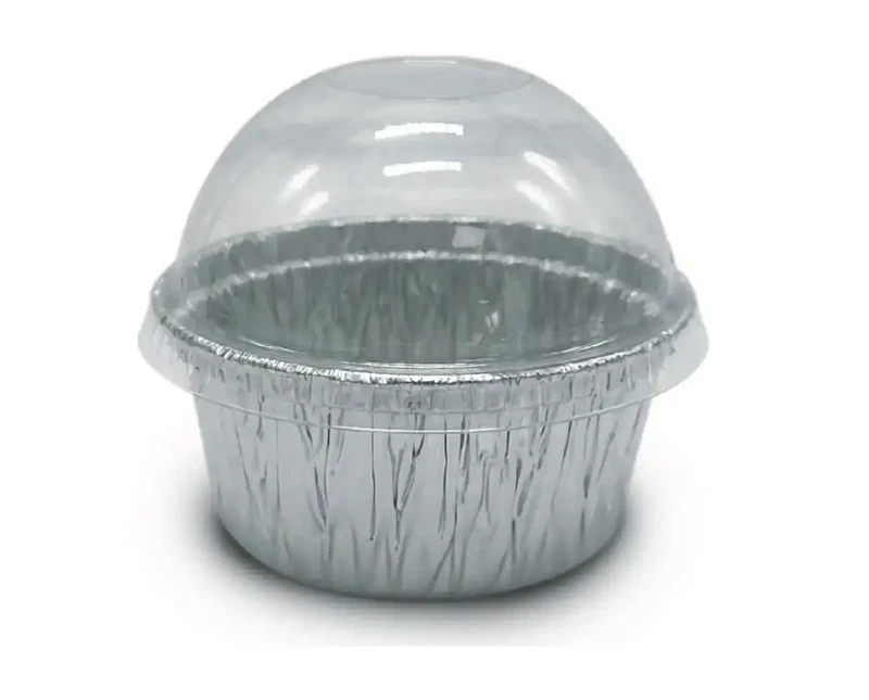 Molde De Aluminio De Flan Con Tapa De Domo 4oz