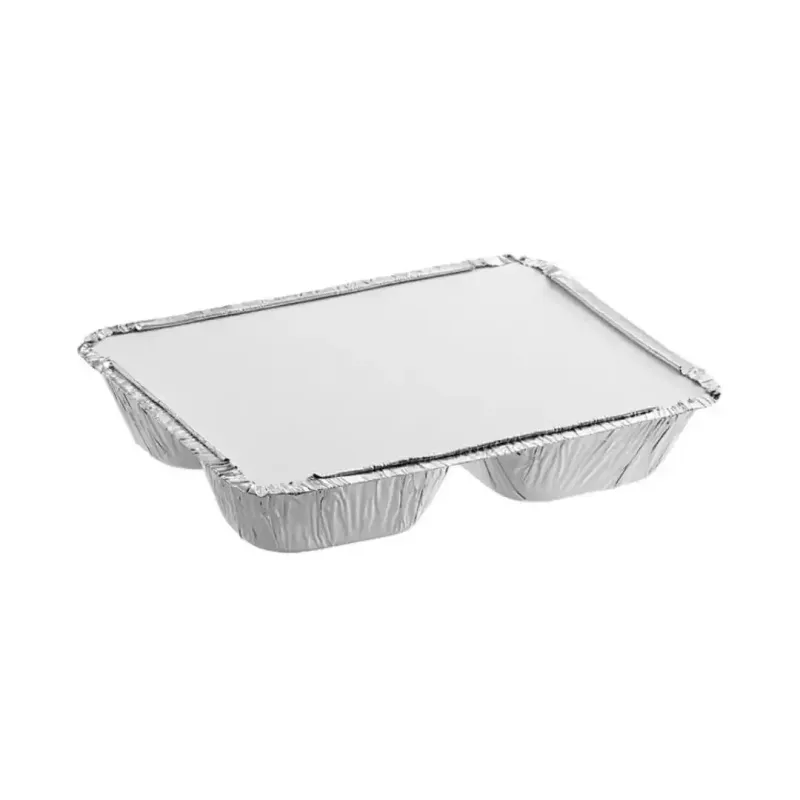 3-Compartment Aluminum Tray With Lid 3-Compartment Aluminum Tray With Lid