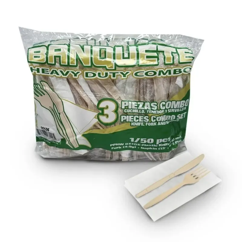 Heavy Duty Cutlery Combo (Fork/Knife/Napkin) Beige