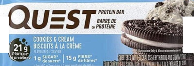 QUEST - BARRE DE PROTÉINE 60G COOKIE &amp; CREAM