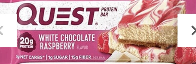 QUEST - BARRE DE PROTÉINE 60G WHITE CHOCOLATE RASPBERRY