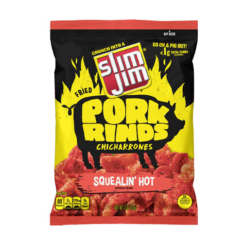 Slim Jim Pork Rind Squealin&#39; Hot 57g