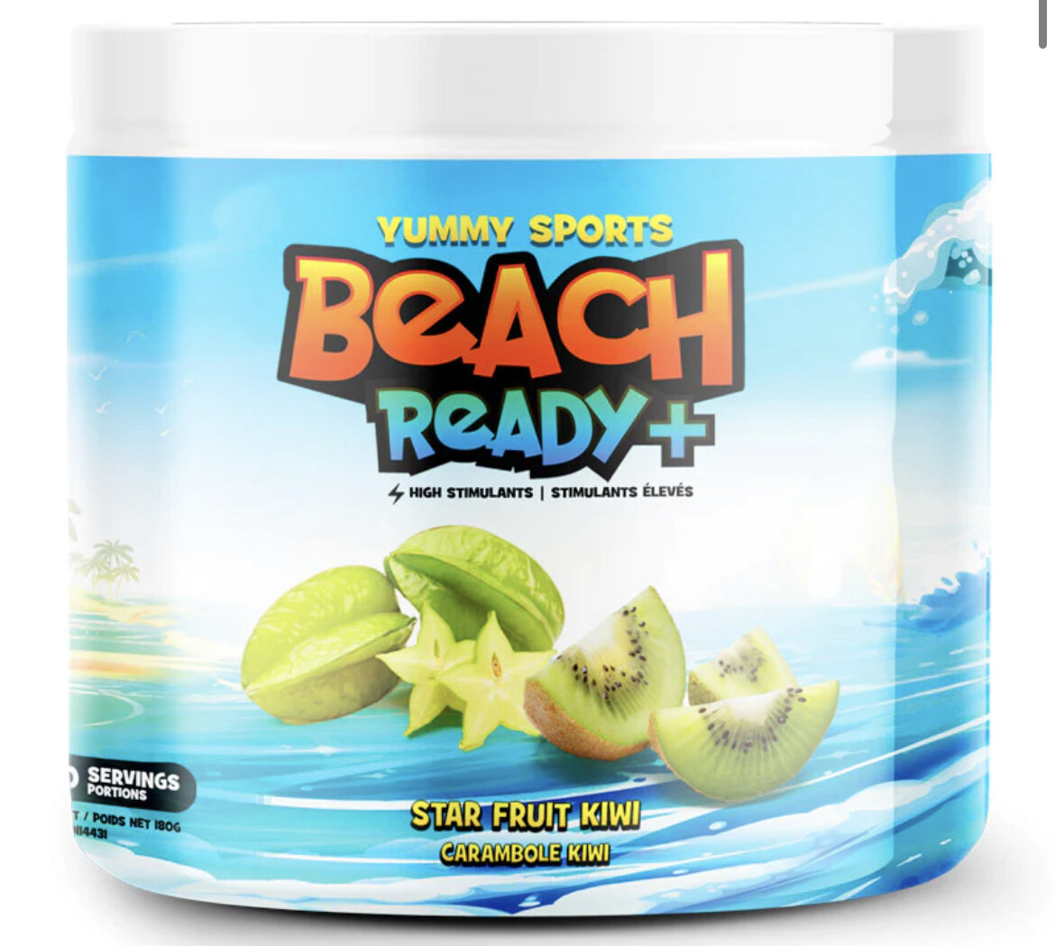 Yummy Sports Beach Ready + (brûleur de graisse à haute teneur en stimulants) STAR FRUIT KIWI 180g