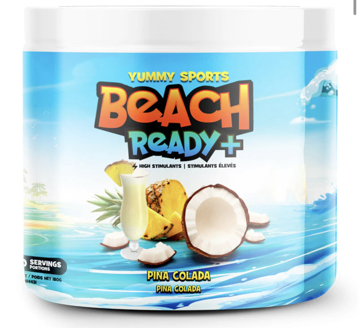 Yummy Sports Beach Ready + (brûleur de graisse à haute teneur en stimulants) PINA COLADA 180g