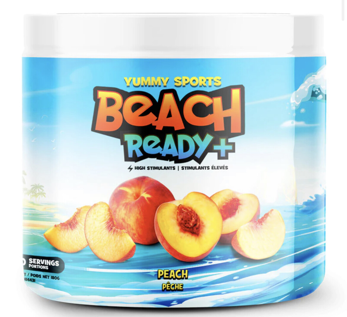 Yummy Sports Beach Ready + (brûleur de graisse à haute teneur en stimulants) PEACH 180g