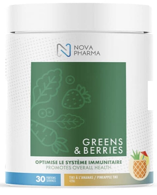 NOVA PHARMA - GREENS &amp; BERRIES 420G - PINEAPPLE TIKI