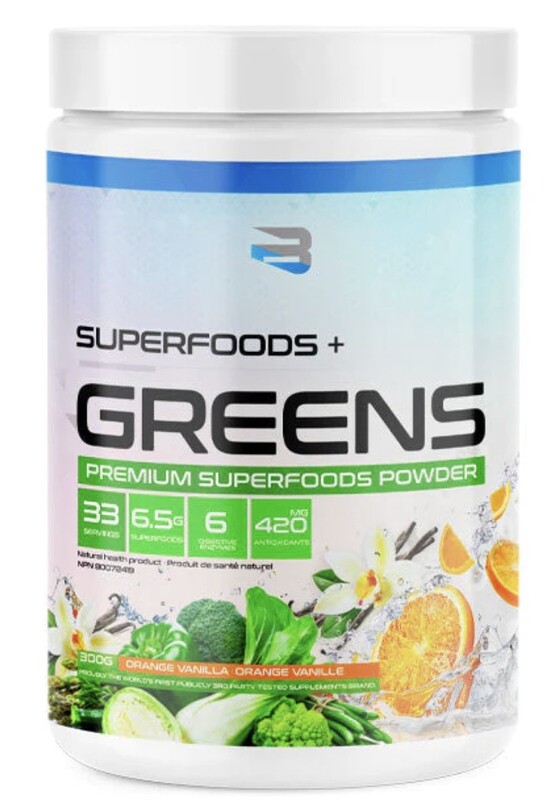 BELIEVE SUPPLEMENTS - SUPERFOODS + GREENS - 300G ORANGE VANILLE