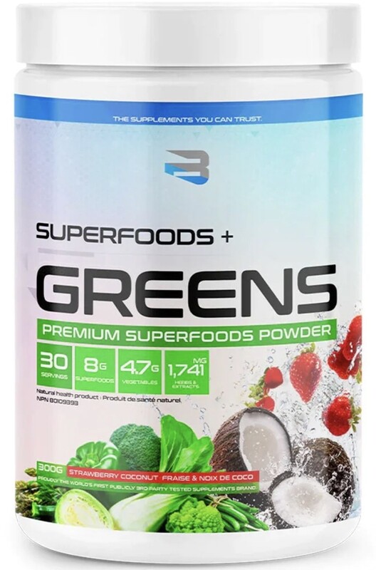 BELIEVE SUPPLEMENTS - SUPERFOODS + GREENS - 300G FRAISE et NOIX DE COCO