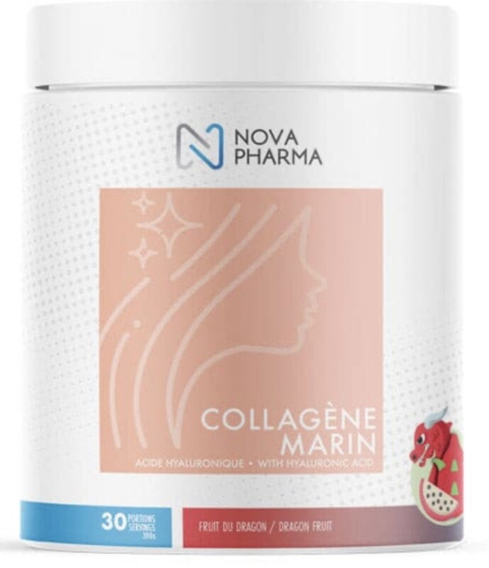 NOVA PHARMA - COLLAGÈNE MARIN + ACIDE HYALURONIQUE 390G - Fruit du dragon