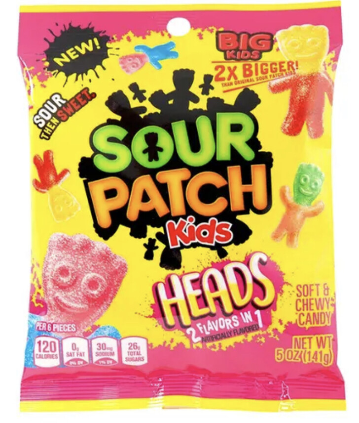 Sour Patch Kids Big Heads Peg Bag 102g