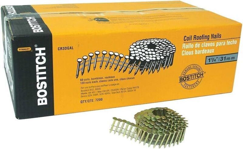 Bostitch Roofing Nails - 15° Coil - Galvanized - 1 1/4-in - 7200