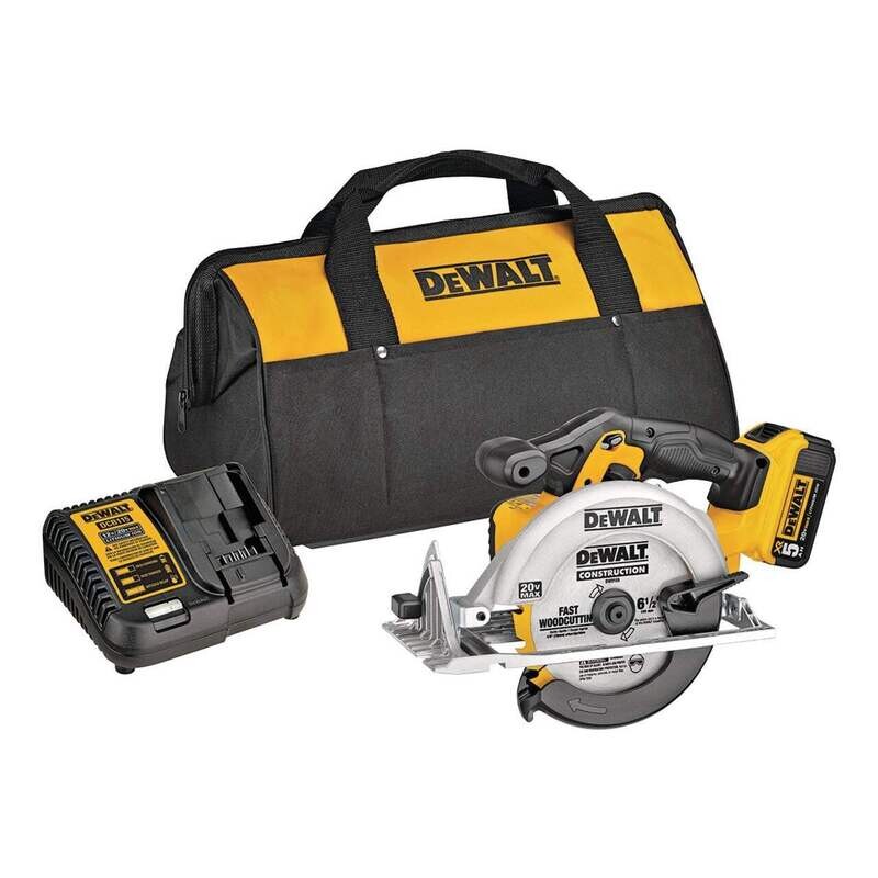 DEWALT Scie circulaire sans fil 20V MAX au lithium avec batterie 5Ah, chargeur et mallette DCS291P1