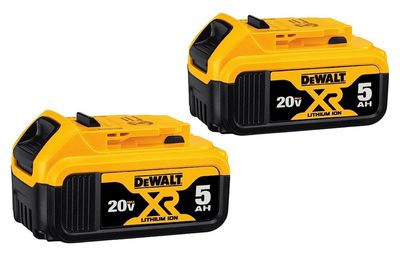 DEWALT Lot de 2 batteries XR 20 V Max 20 V, 5,0 Ah, DCB205-2