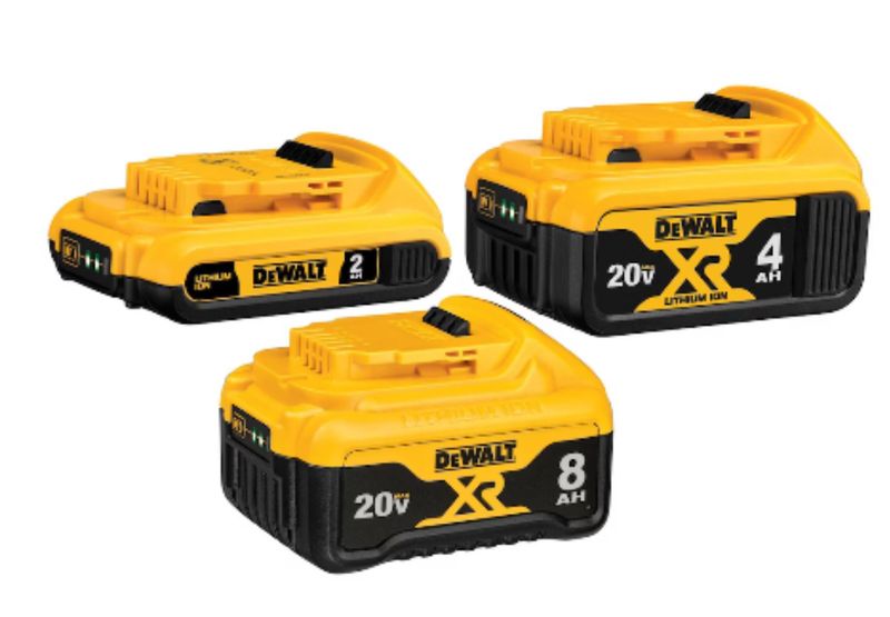 DEWALT 20V MAX Battery 3-Pack with (1) 2.0Ah Battery, (1) 4.0Ah Battery and (1) 8.0Ah Battery